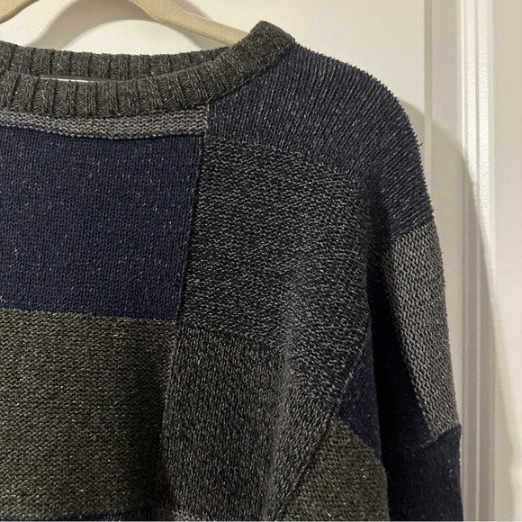 Vintage David Taylor Gray Green Blue Checkered Crewneck Sweater Men’s Size XL - Picture 4 of 12